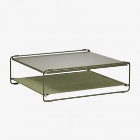 Mesa Auxiliar Para Jardim Conversível Em Puff Em Aço Amaro Tapioca Beige - Verde Azeitona Profundo - Sklum
