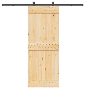 VidaXL Porta de correr com ferragens 80x210 cm madeira de pinho maciça