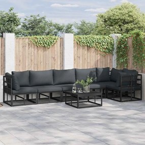 vidaXL Conjunto de Sofá de Jardim 6 pcs Preto 70 x 70 x 32 cm Alumínio