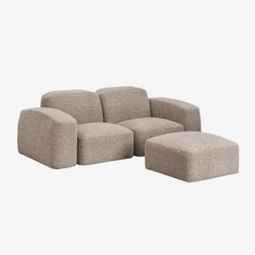 Sofá Modular E Pufe Bastian De 2 Peças Bouclé Castanho Moca - Sklum
