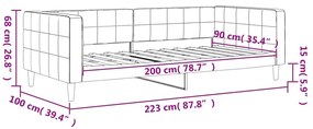 Sofá-cama 90x200 cm veludo cinzento-claro