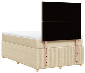 Cama boxspring com colchão 120x190 cm tecido cor creme