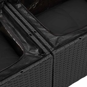 Conjunto de Sofás de Jardim de 7 Peças com Almofadas Preto Vime