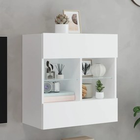 Móvel de parede para TV com luzes LED 58,5x30x60,5 cm branco