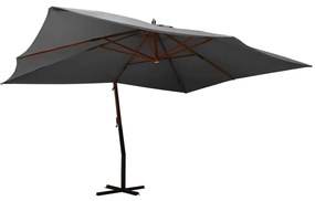 vidaXL Guarda-sol cantilever c/ poste de madeira 400x300 cm antracite