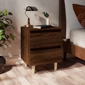 Mesa cabeceira + pernas madeira maciça 40x35x50cm carv. castan.