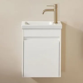 Conjunto De Móvel De Casa De Banho Em Madeira Com Lavatório Integrado Narek Branco & Sem Espelho & Dourado ↑20 Cm - Sklum