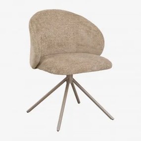Pacote De 4 Cadeiras De Jantar Giratórias Gryon Chenille Tecido Chenille Castanho Trigo - Sklum