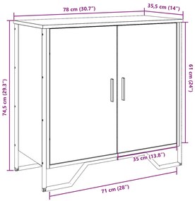 Aparador 78x35,5x74,5 cm derivados de madeira cinzento sonoma