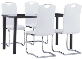 vidaXL 5 pcs conjunto de jantar couro artificial branco