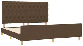 Estrutura de cama sem colchão 160x200 cm tecido castanho-escuro