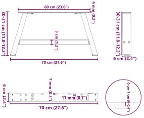 Pés para mesa de centro em formato A, 2 peças, antracite, 70x (30-31)