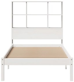 Cama com estante sem colchão 75x190 cm pinho maciço branco