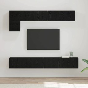 vidaXL Conjunto de móvel de TV com prateleira com armazenamento com porta 5 pcs Carvalho Preto