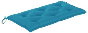Banco de jardim c/ almofadão azul-claro 112 cm teca maciça