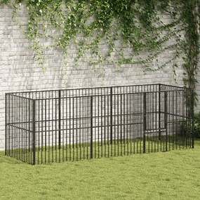 Parque para cães com 8 painéis aço galvanizado preto