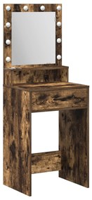 Mesa de Maquiagem vidaXL com Luzes LED Carvalho Fumado 50x41x135 cm