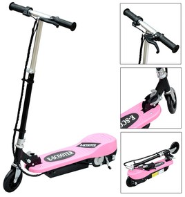 ® Trotinete Eléctrico Tipo Scooter com Guiador Ajustável – Cor Rosa - 81.5x37x96cm