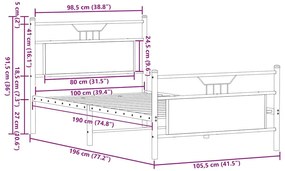 Estrutura cama s/ colchão derivados de madeira carvalho sonoma