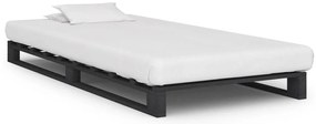 Estrutura de cama em paletes pinho maciço 90x200 cm cinzento