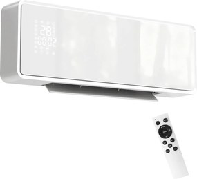 Aquecedor Elétrico Cerâmico de Parede 2000W com 3 Modos Temporizador Detecção de Janelas Abertas 54x18,7x12,3 cm Branco