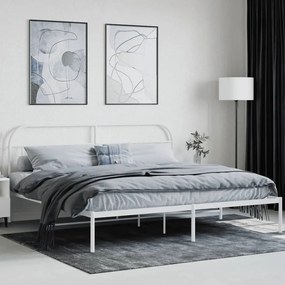 Estrutura de cama com cabeceira 193x203 cm metal branco