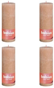 Bolsius Velas rústicas cilíndricas Shine 4pcs 190x68mm rosa nublado