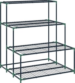 Suporte para Plantas de 4 Níveis com Estilo em Escada e Estrutura Metálica Resistente para Interior e Exterior Verde