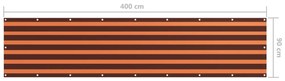 Tela de varanda 90x400 cm tecido Oxford laranja e castanho