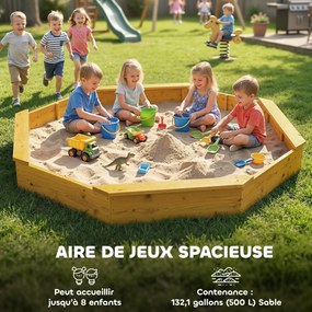 Caixa de areia crianças em madeira com toldo 214,5 x 214,5 x 22,5 cm, caixa de areia infantil para exterior com 4 bancos, forro no fundo, amarela