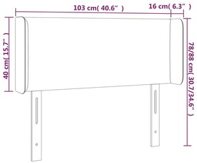 Cabeceira de cama c/ abas tecido 103x16x78/88cm castanho-escuro