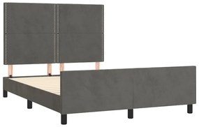 Estrutura de cama sem colchão 140x190 cm veludo cinzento-escuro