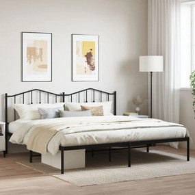 Estrutura de cama com cabeceira 200x200 cm metal preto