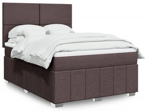 vidaXL Cama com molas/colchão 140x190 cm tecido castanho-escuro