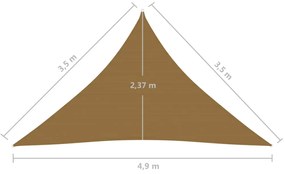 Para-sol estilo vela 160 g/m² 3,5x3,5x4,9 m PEAD cinzento-castanho