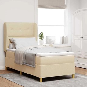 Cama Box Spring com Colchão creme 80x200 cm em Tecido