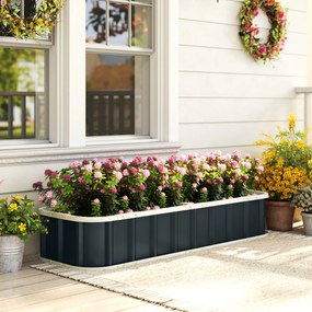 Floreira elevada em aço galvanizado 165 x 52 x 31 cm, canteiro de jardim com bordas dobradas, cinzento escuro