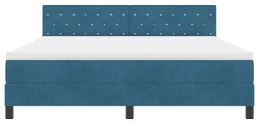 Cama Box com Colchão vidaXL Azul Escuro Super King Veludo