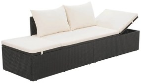 Espreguiçadeira de jardim 195x60 cm vime PE preto