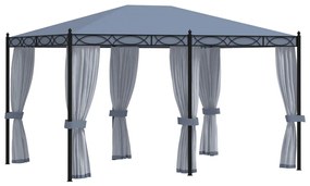 Gazebo com proteções em rede 3x4 m aço antracite