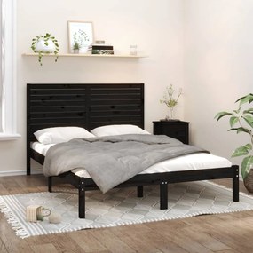 Estrutura de cama king 150x200 cm madeira maciça preto