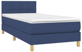 Cama com molas/colchão 90x190 cm tecido azul