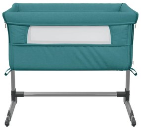 Cama de bebé com colchão tecido de linho verde