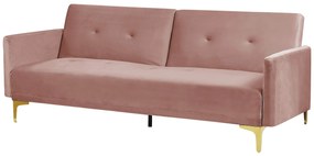 Sofá-cama de 3 lugares em veludo rosa LUCAN Beliani