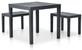 Mesa de jardim com 2 bancos plástico antracite