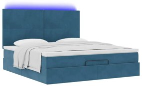 Estrutura cama otomana colchões 180x200 cm veludo azul escuro