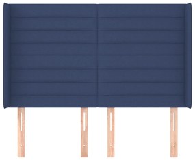 Cabeceira de cama c/ abas tecido 147x16x118/128 cm azul