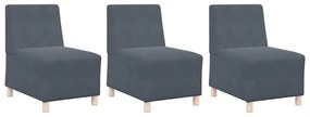 Cadeiras de Sofá 3 pcs Cinzento escuro 55 x 74 x 82 cm Veludo