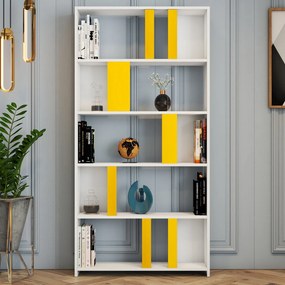 Estante Lima – Branco/Amarelo – 90x180x20 cm