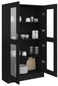 Armário vitrine 82,5x30,5x150 cm derivados de madeira preto